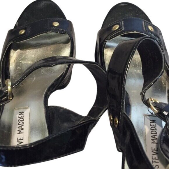 Steve Madden P-Salina Black High Heel Platform Shoes Size 8.5 - Picture 3 of 6